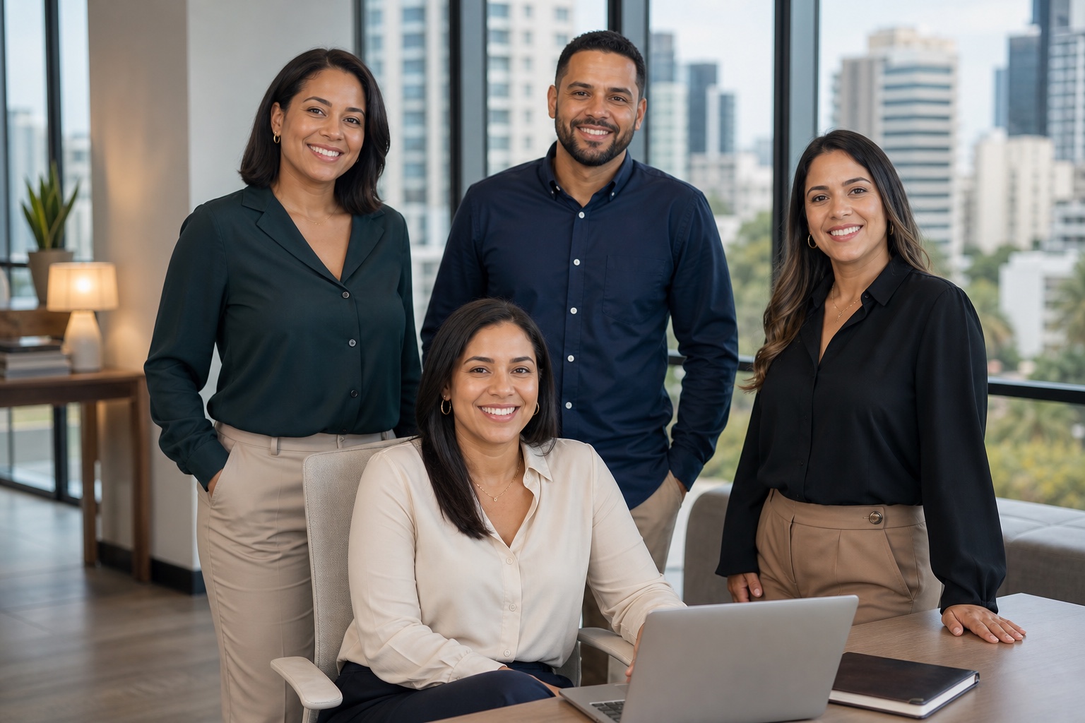 Equipo de asesores reunido en una oficina
